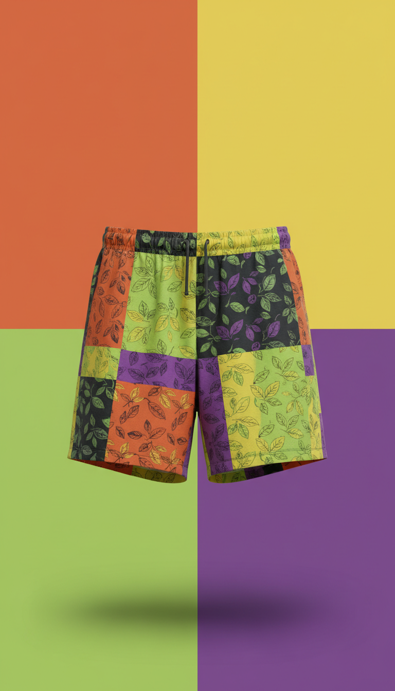 Street Shorts with Neon Typography