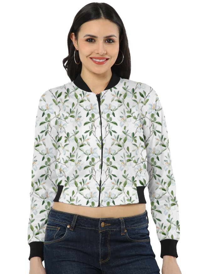 Women's Flower Bomber Jacket - Image 9